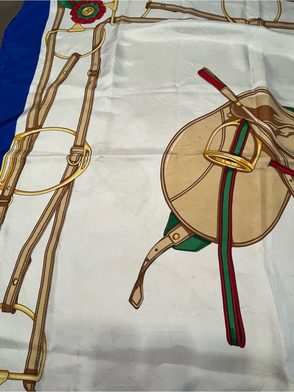 Authentic Gucci 100% Silk Equestrian Scarf Made in Italy Blue - Picture 3 of 7